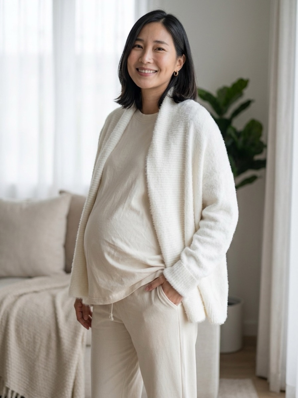 Madison Soft Cream Open-Front Cardigan - Picture 3 of 6